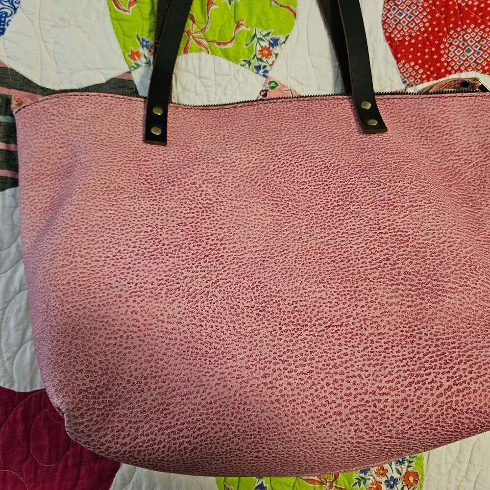 Portland Leather Large Zip Tote-Bubblegum